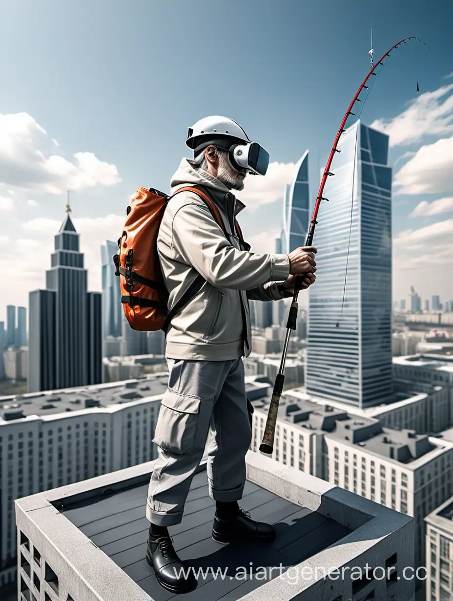 Urban-Angler-in-Virtual-Reality-Fishing-on-a-Skyscraper-Overlooking-Moscow-City