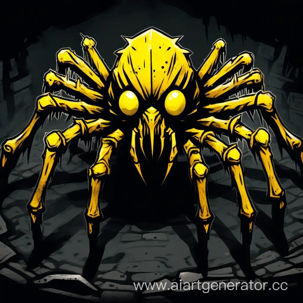 Существо в стиле Darkest Dungeon

Паук с жёлтой краской на его лице