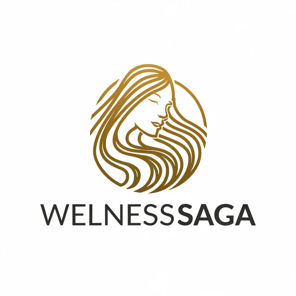 a logo design,with the text "wellness saga", main symbol:beauty, hair,Moderate,be used in Beauty Spa industry,clear background