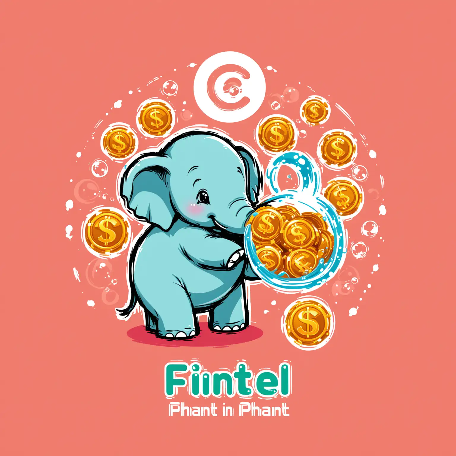 Logoerstellung, Name des unternehmen Fintel-phant in rot gehalten. unternehmen ist ein Finanzdienstleister, welcher kinder den Umgang mit Geld zeigen wollen: Name der Firma_-Fintel-Phant. put more colors and some signs for kids. The elephant throws money over his back as if he wanted to cool himself down with water: Claim in the picture: Fintel-phant. Elehant stands for: 

prosperity, power, strength, memory, wisdom



