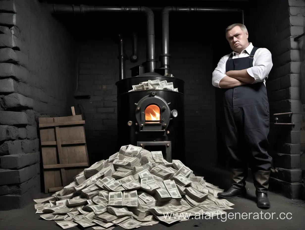 Coal-Boiler-Stoker-Contemplating-Wealth-Amidst-Rubles