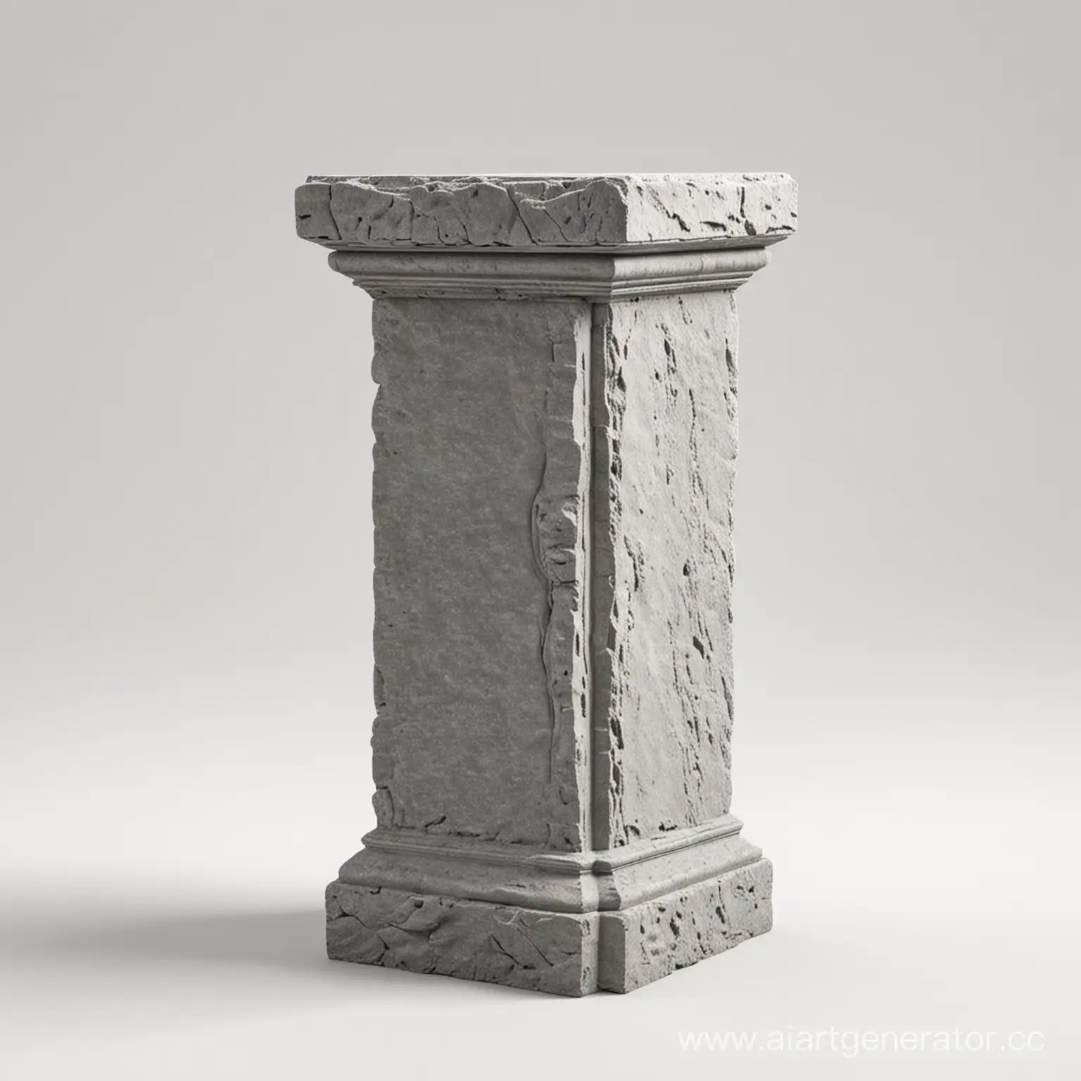 Gray-Stone-Pedestal-on-Clean-White-Background
