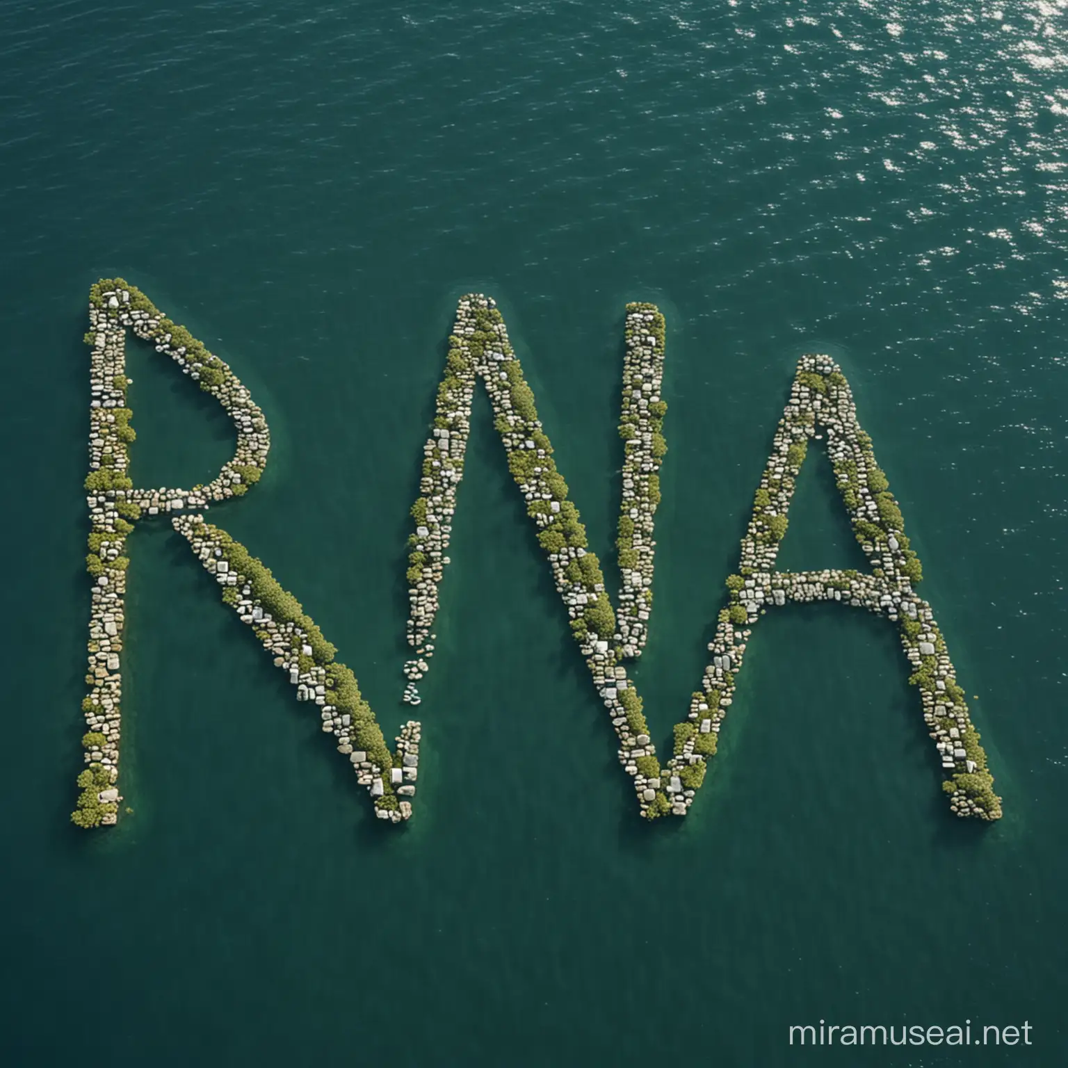a sea with islands that spell out 'RNA'