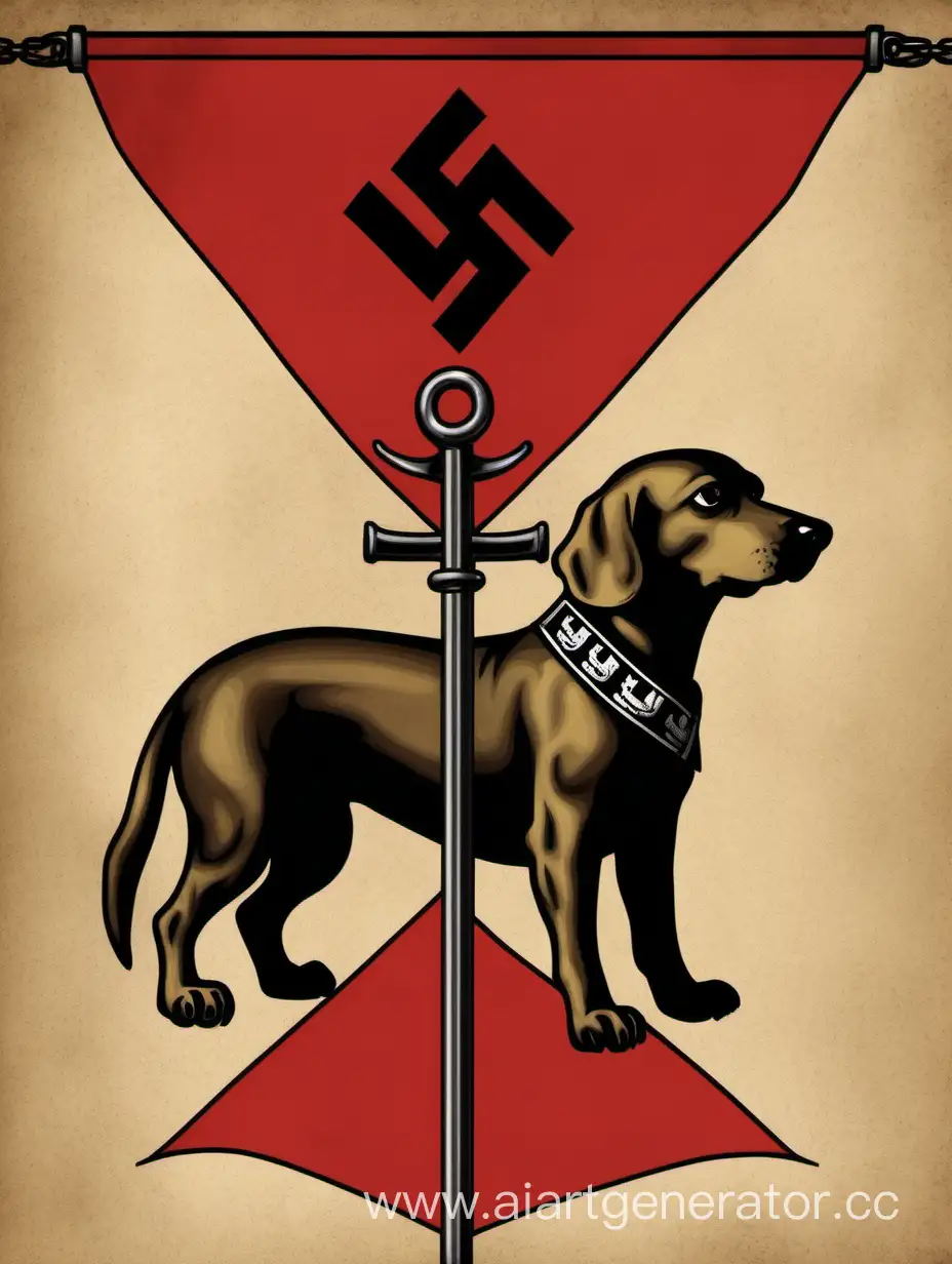 Придумай Флаг нацистской Испании на котором изображена собака с длинным членом и связанный человек