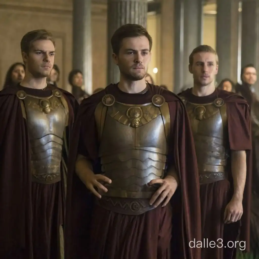 Ancient Roman Consuls Standing In Regal Attire | Dalle3 AI