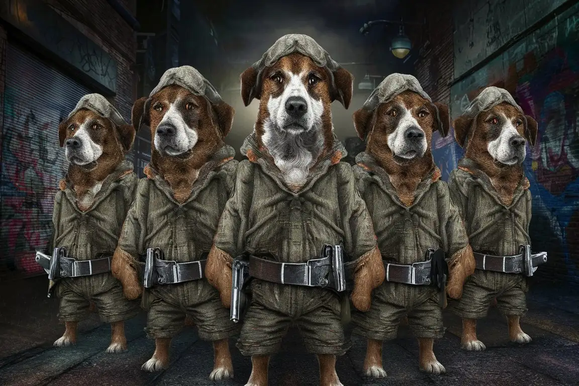 Собаки похожие на бомжей с пистолетами