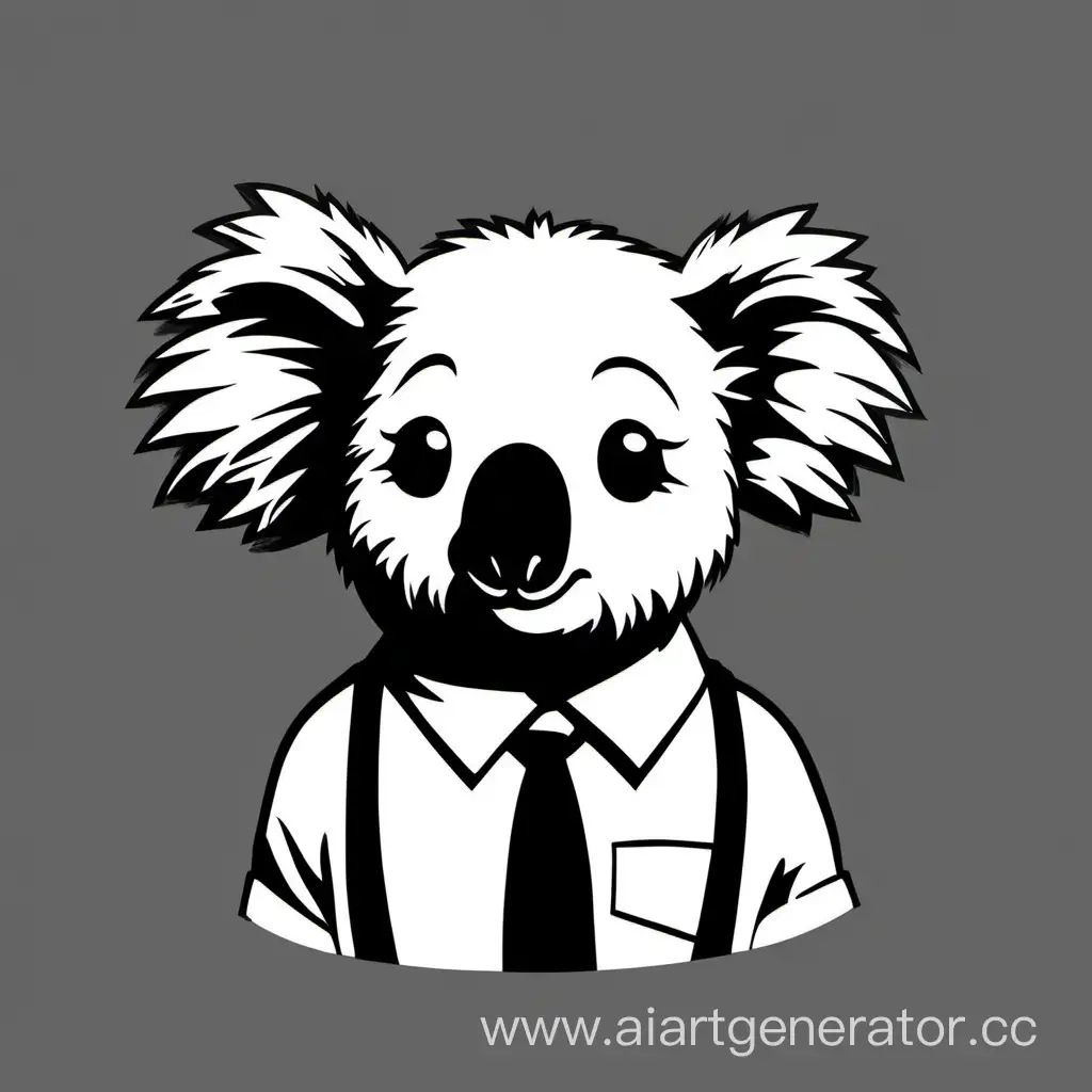 Banksy  of an accountant koala, marsupial, black and white, close up of the head, calvin and hobbes, no hat, inspired by Bill Watterson, banksy, cute, streetart, steam punk, minimalistic, Marketing, logo, brand