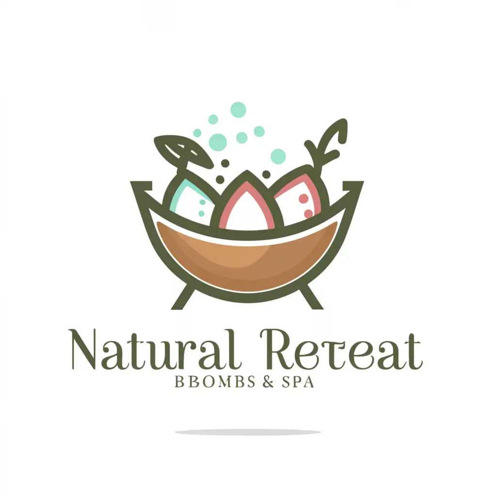 a logo design,with the text "Natural Retreat", main symbol:Bath, shower, bath bombs, spa, bath relaxation, bath spa gift sets,Умеренный,be used in Красота и спа industry,clear background