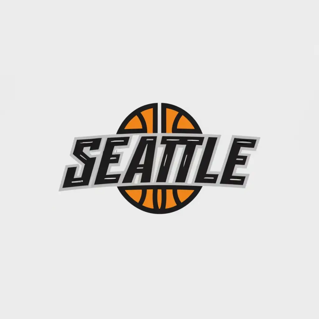 a logo design,with the text "Seattle", main symbol:Basketball,Minimalistic,clear background