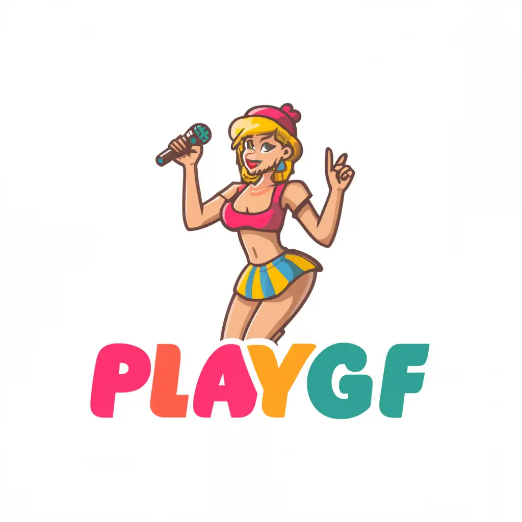 LOGO-Design-for-PlayGF-Minimalist-Text-with-Super-Short-Skirt-Cam-Girl-Symbol-on-Clear-Background