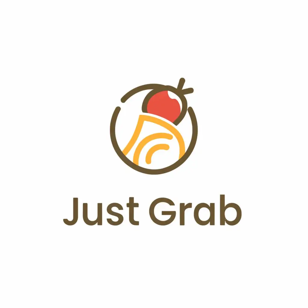 a logo design,with the text "Just Grab", main symbol:food,Minimalistic,be used in Restaurant industry,clear background