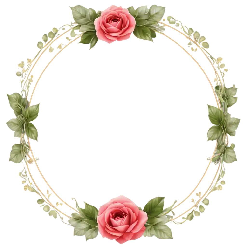 Exquisite-Rose-Flower-Round-Frame-PNG-Enhance-Your-Designs-with-Stunning-Floral-Borders