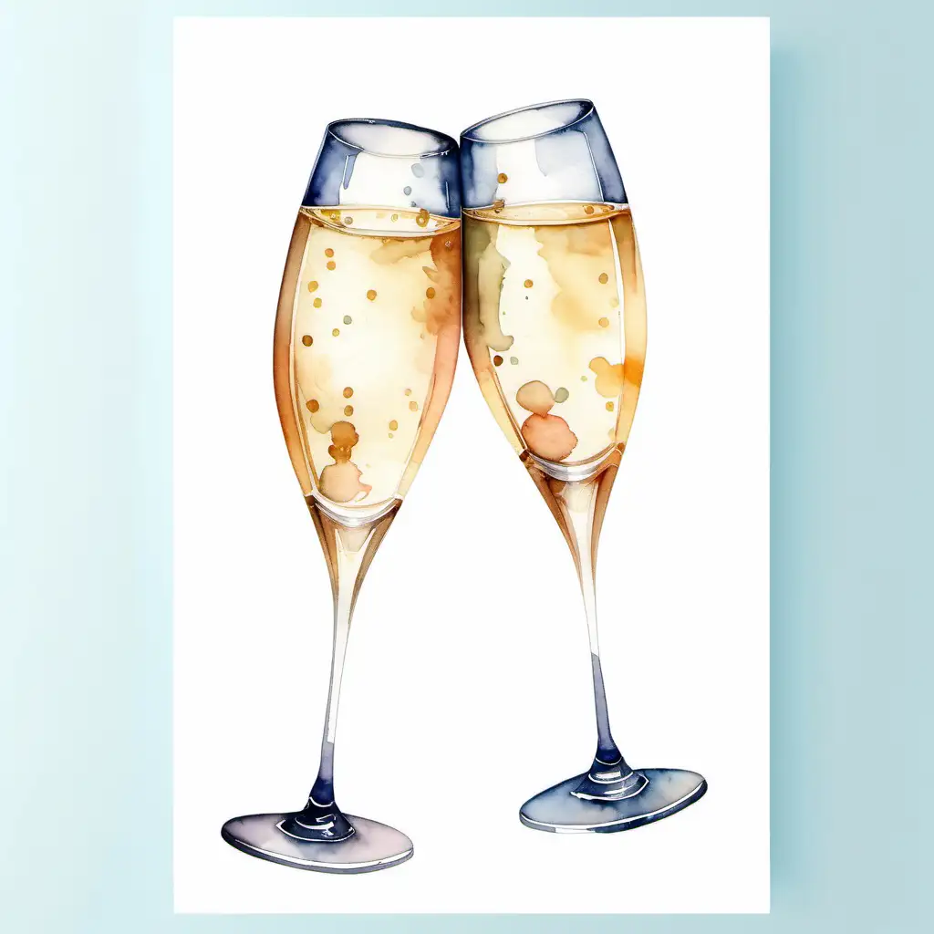 Celebratory Champagne Toast with Elegant Watercolor Style