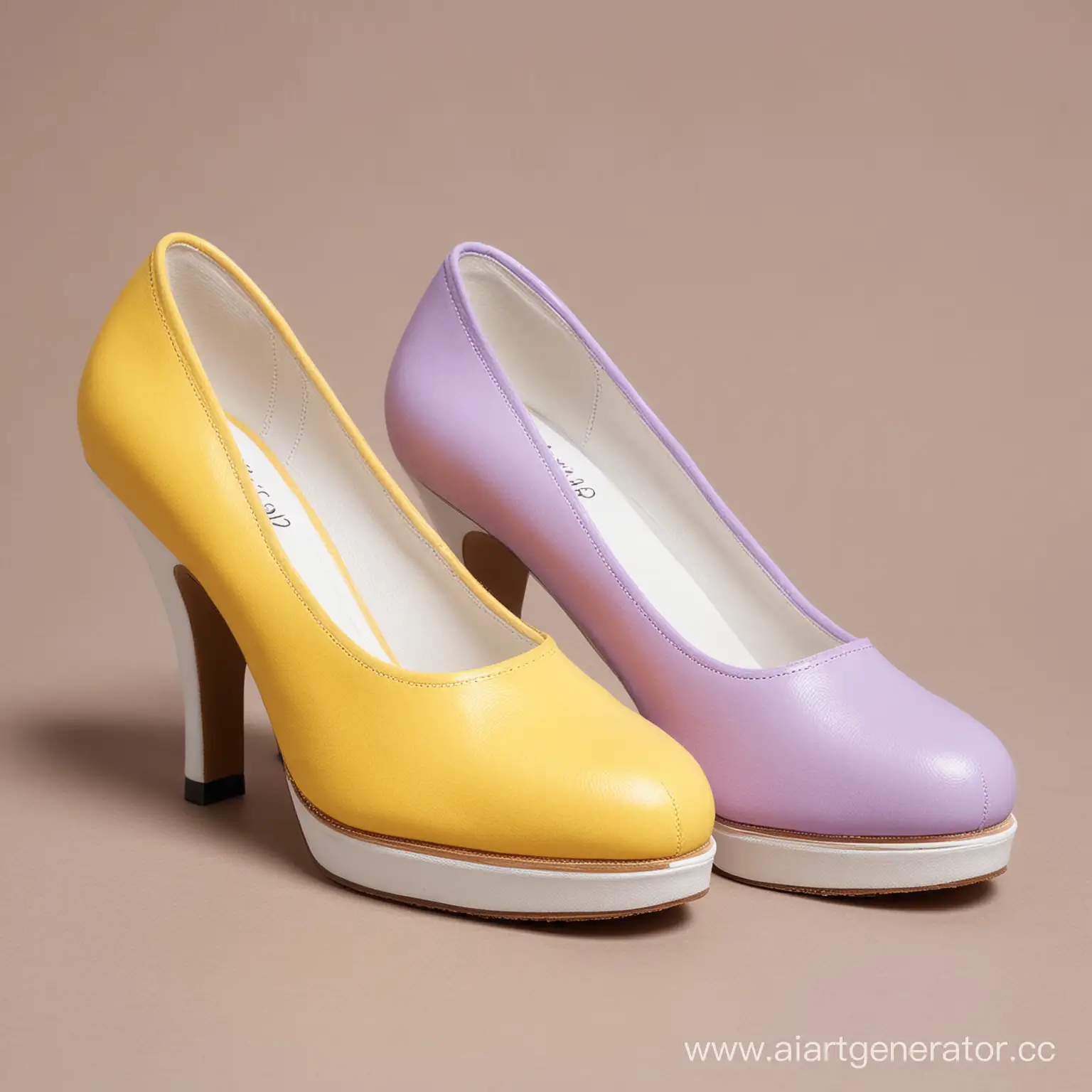 Пара Обуви коллекция жёлтый лиловый белый