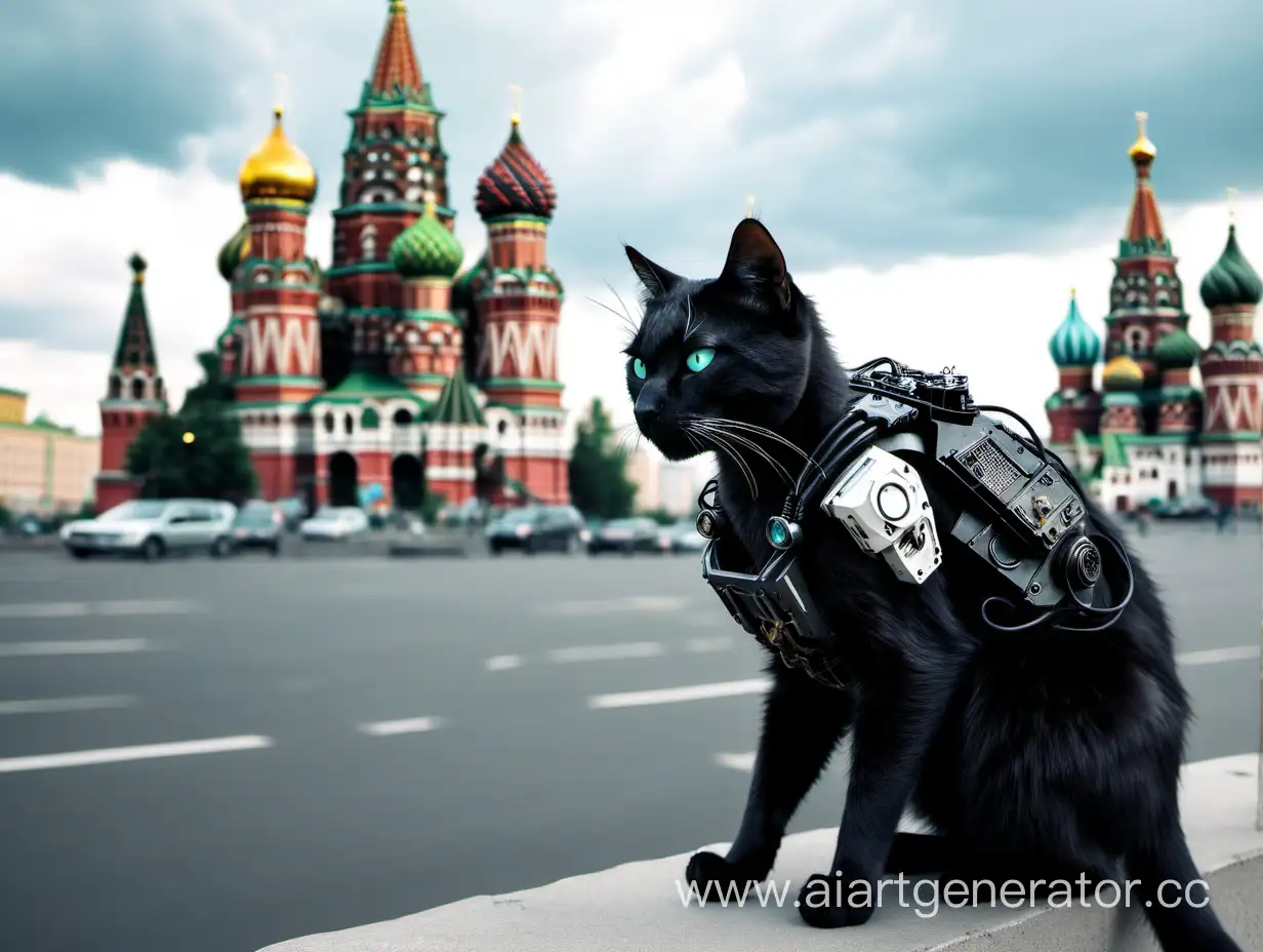 there are many cats in Moscow cyberpunk