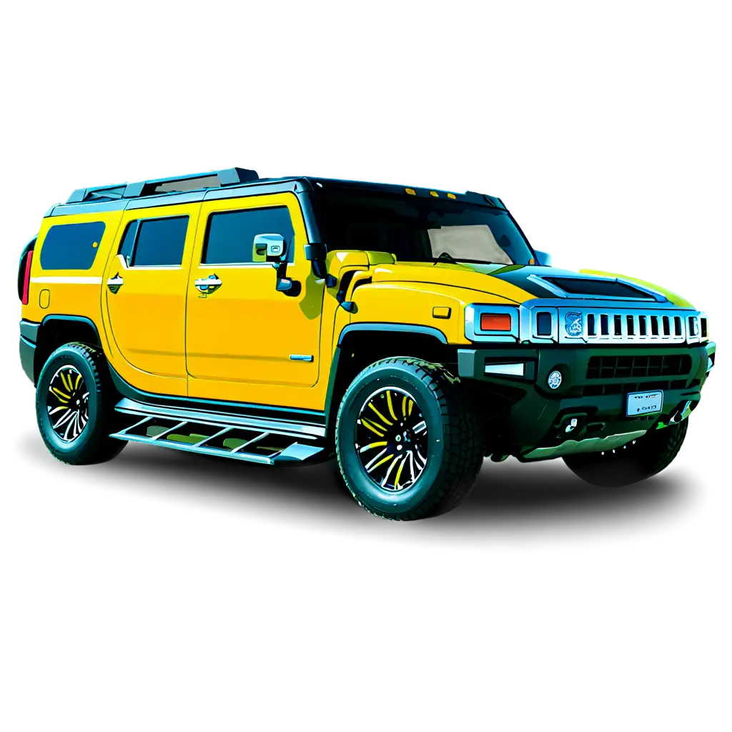 A car hummer with red and yellow color
