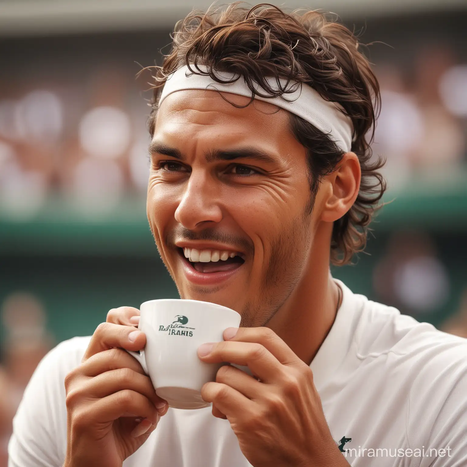 Rafa Nadal Takes a Coffee Break at Roland Garros