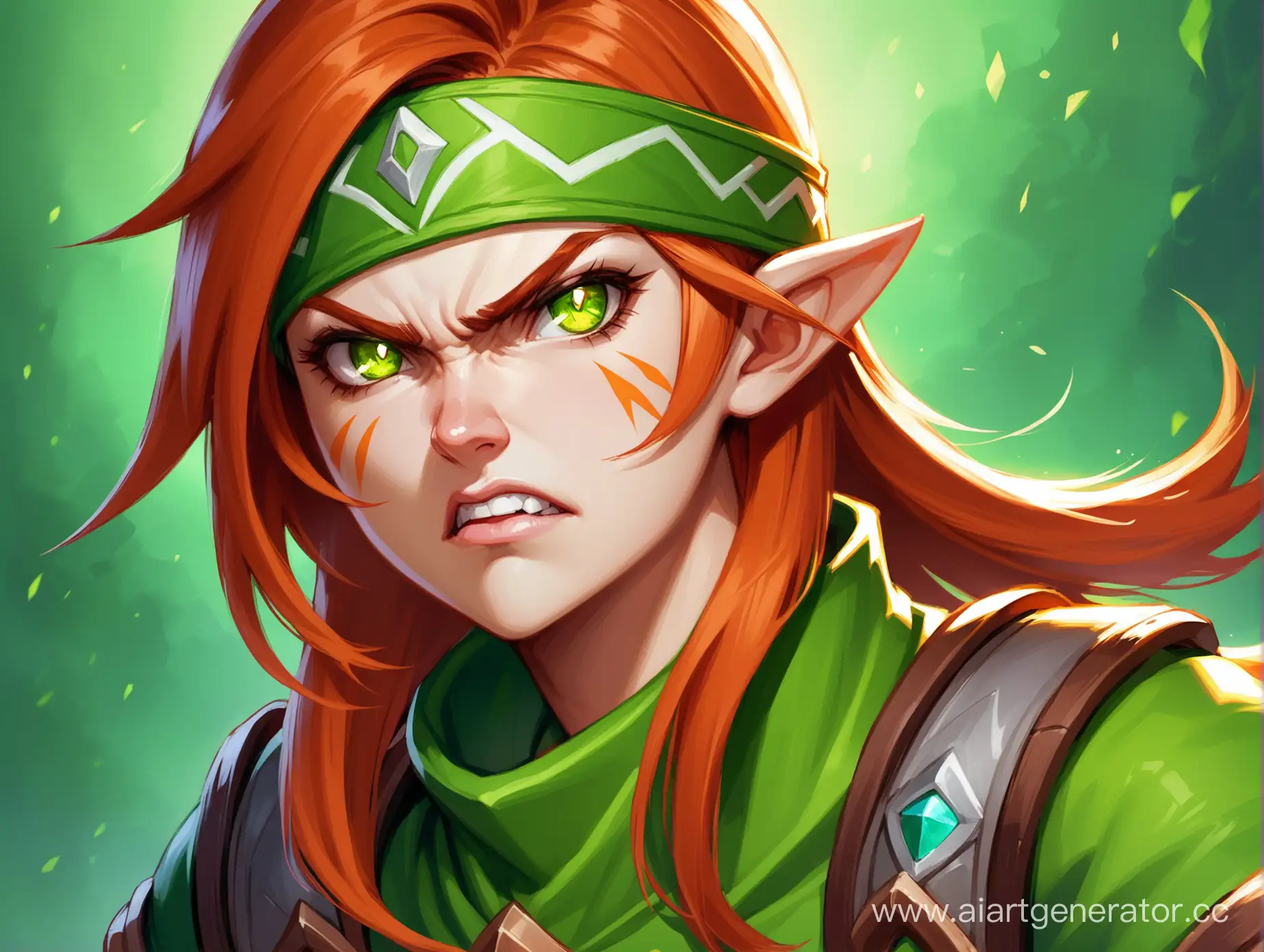 Angry face of Windranger from dota 2 portrait