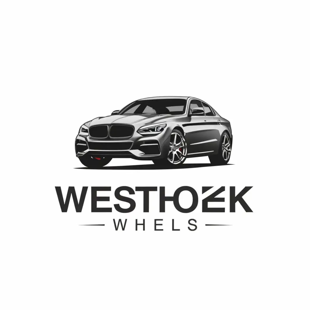 a logo design, with the text 'Westhoek Wheels', main symbol: Car, Moderate, be used in Automotive industry, colour red, with background
