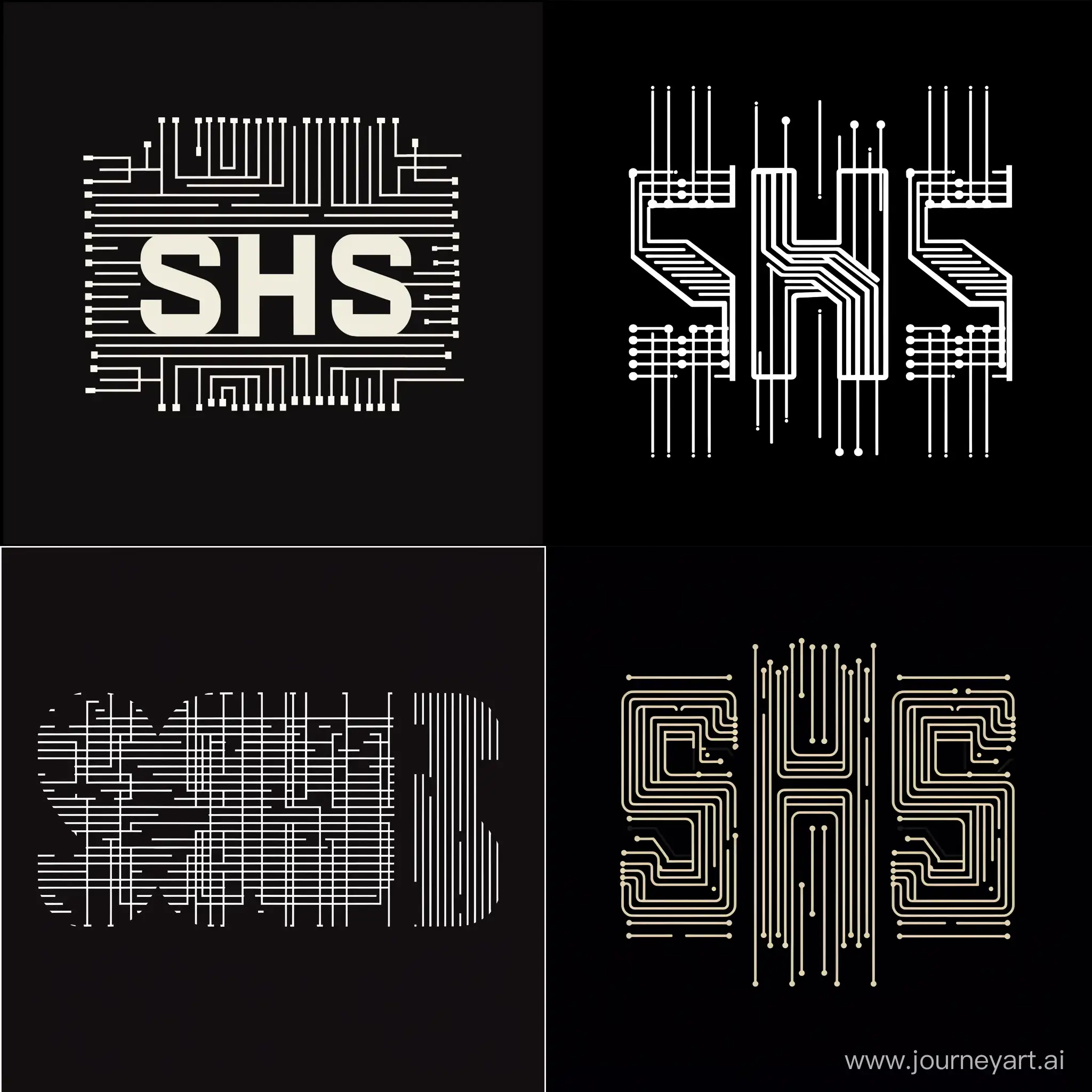 Нарисуй логотип. Логотип состоит из трех букв: SHS. Буквы должны быть в виде дорожек, как на печатной плате.