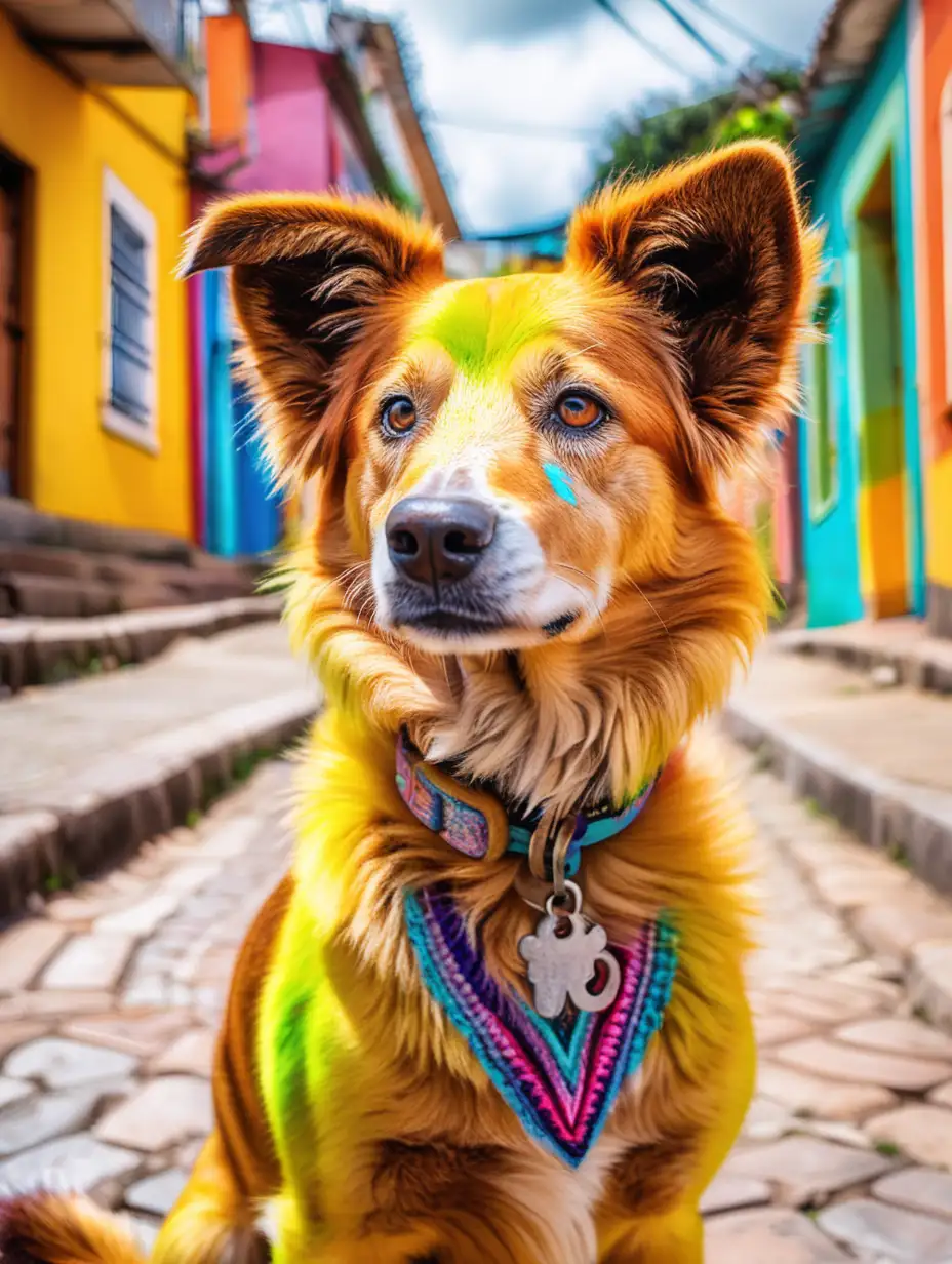 Vibrant Watercolor Portrait of Brazilian Stray Dog Caramelo