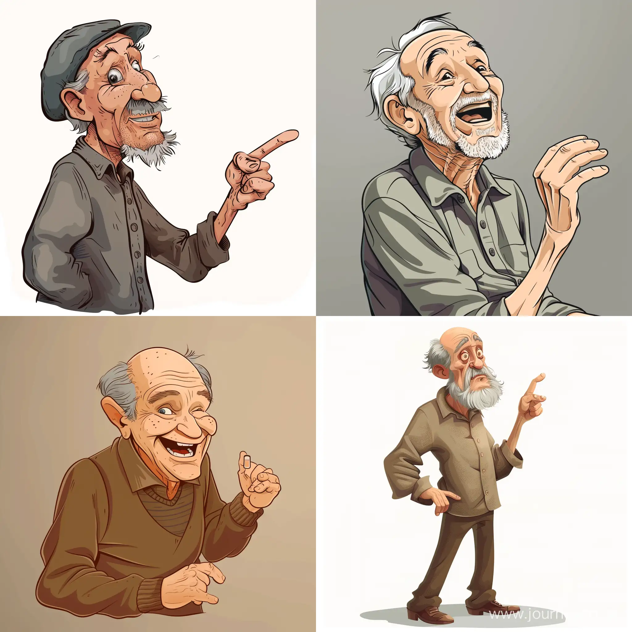 Cartoon funny Russian man 55 years old thin tells a joke