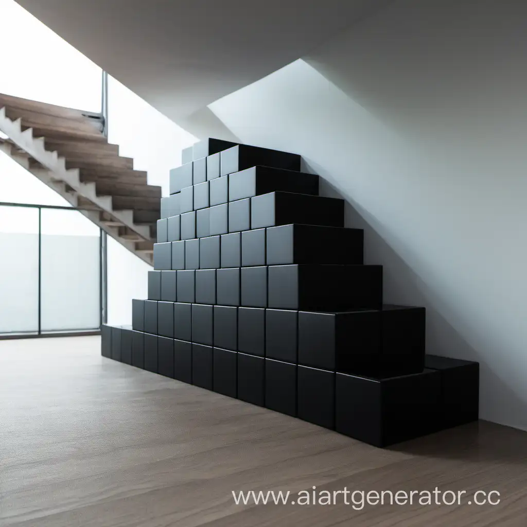 Abstract-Black-Cubes-Arranged-Near-Stairs