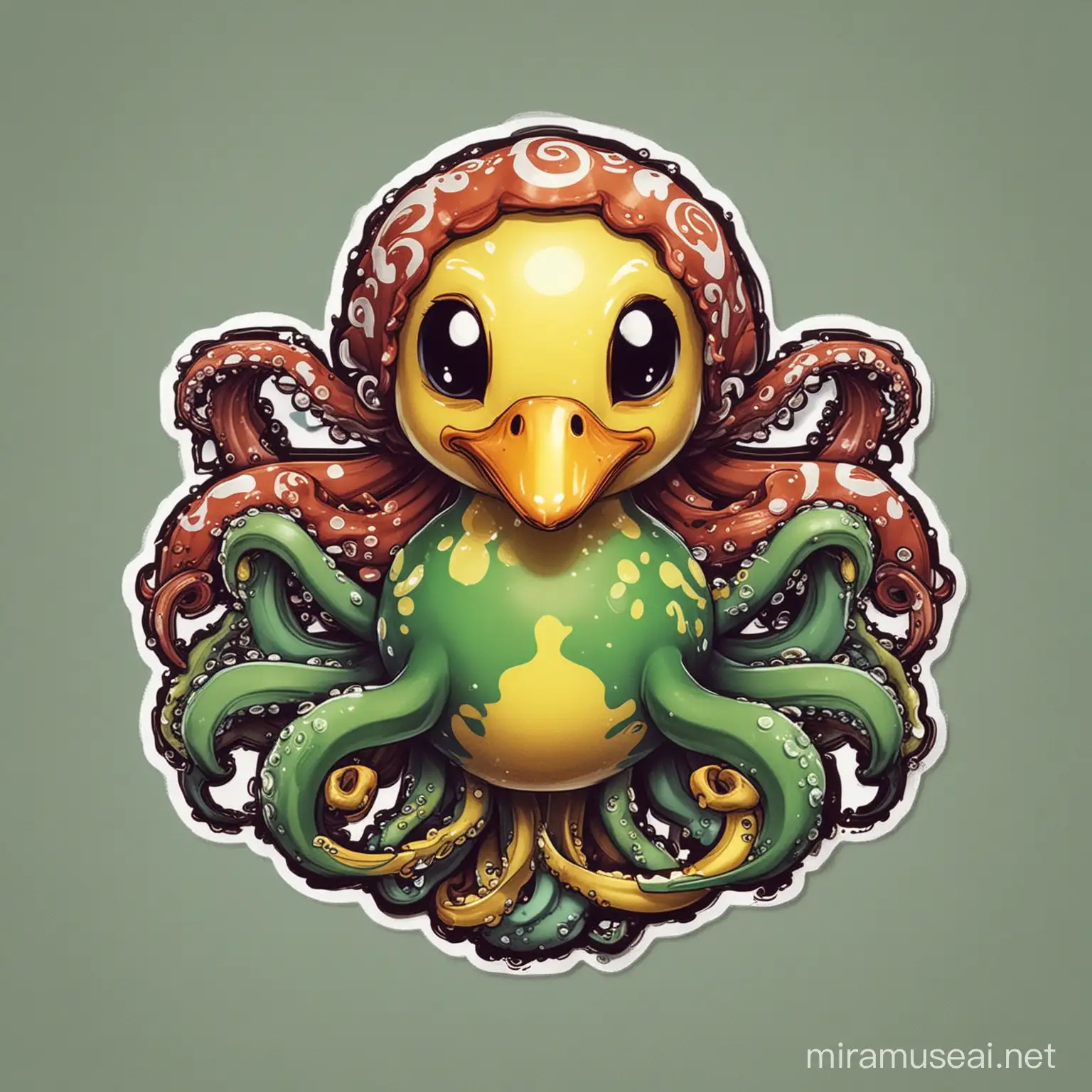  (cel shading, clipart, die cut sticker,) rubber duck octopus hybrid, rubber duck with eight tentacles for feat, (legend of Zelda wind waker art style cel shading) 
TENTACLE, WIGLY ARMS, Die-cut sticker, 2d, Adobe, vector illustration, centered, sharp, smooth, 2d flat, white canvas,