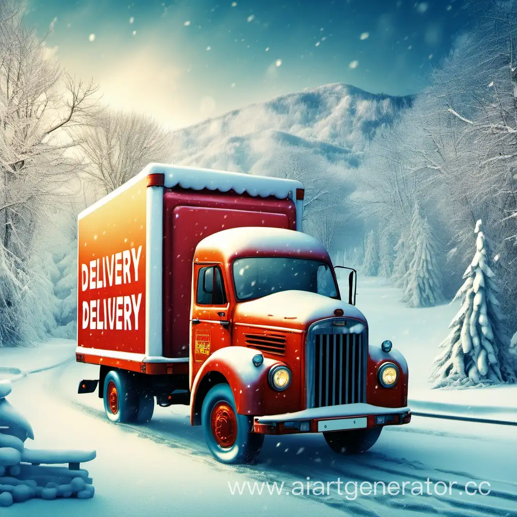 delivery, truck, winter, attraction