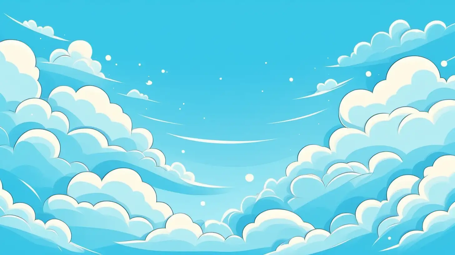 Cartoon style blue sky with cute clouds
