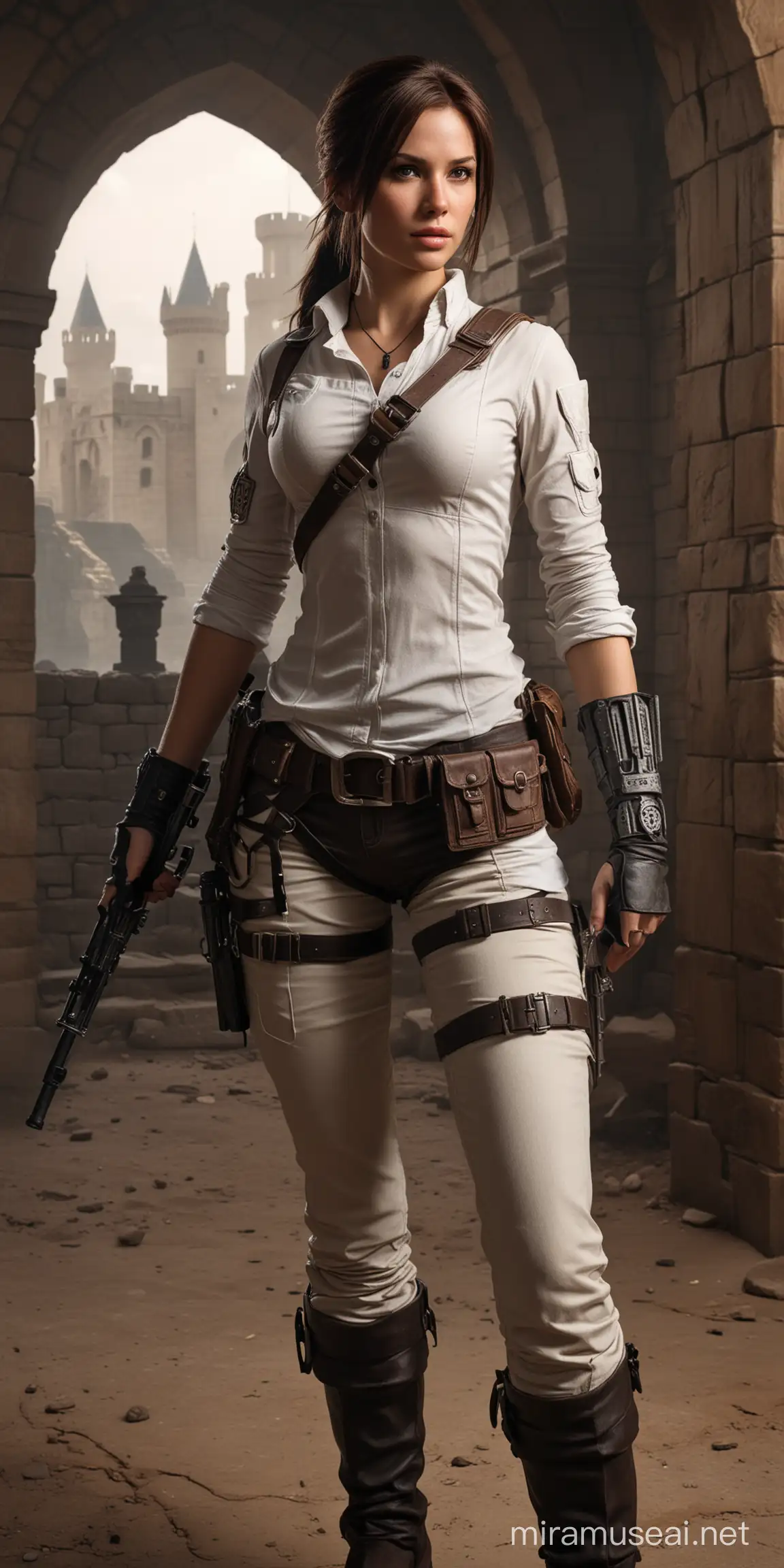 Realistic Idol Girl LaraCroft Templar with Castle Backdrop