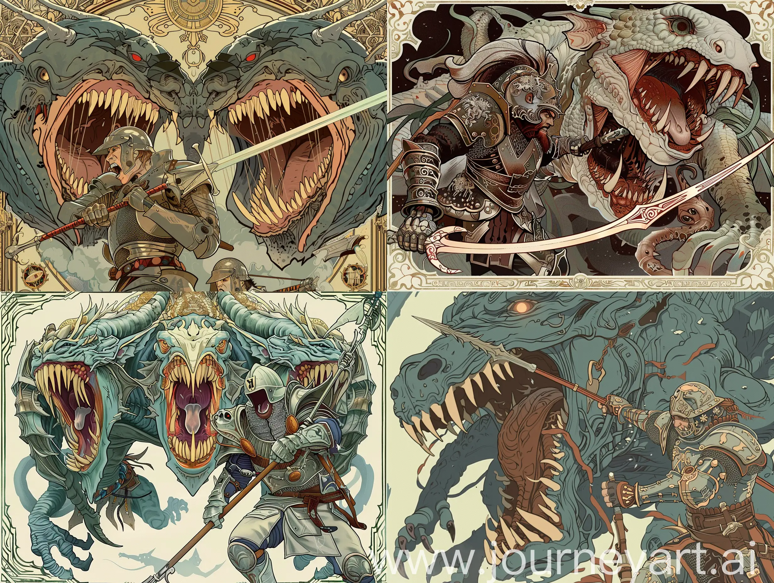 Epic-Battle-Art-Nouveau-Warrior-Confronts-TwoHeaded-Monster