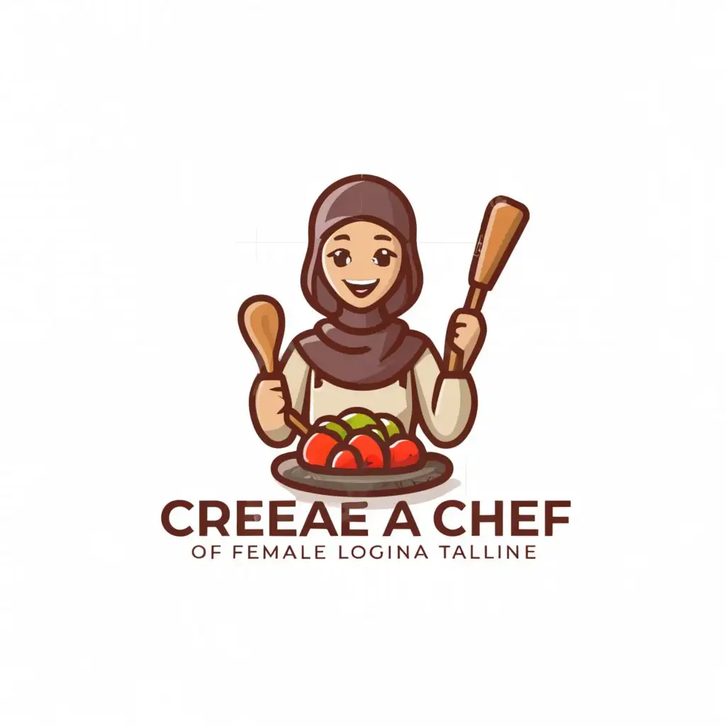 a logo design,with the text "create a logo of a female chef wearing a hijab cooking", main symbol:chef,Moderate,be used in Restaurant industry,clear background