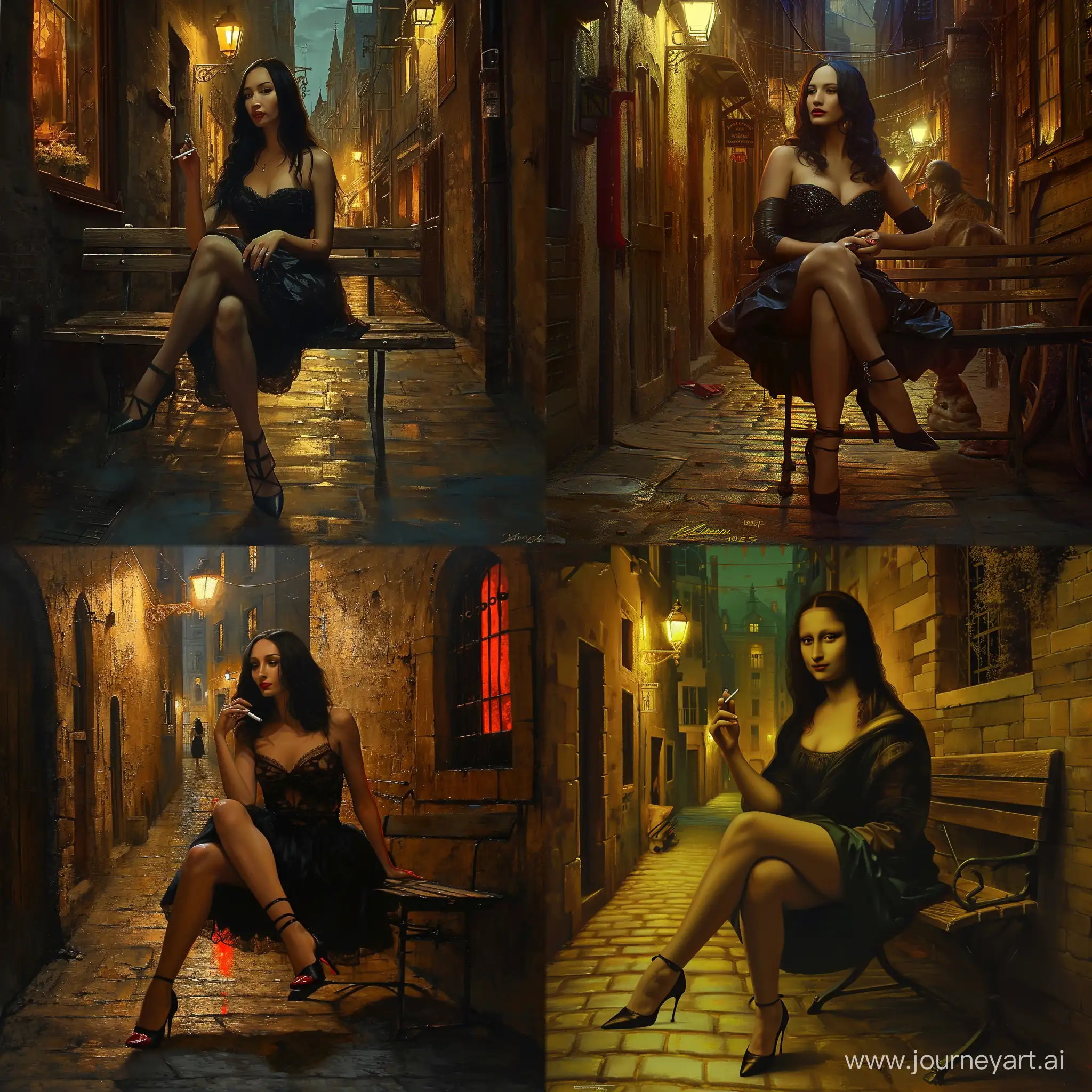 Sensual-Mona-Lisa-Alluring-Beauty-in-an-Illuminated-Alley