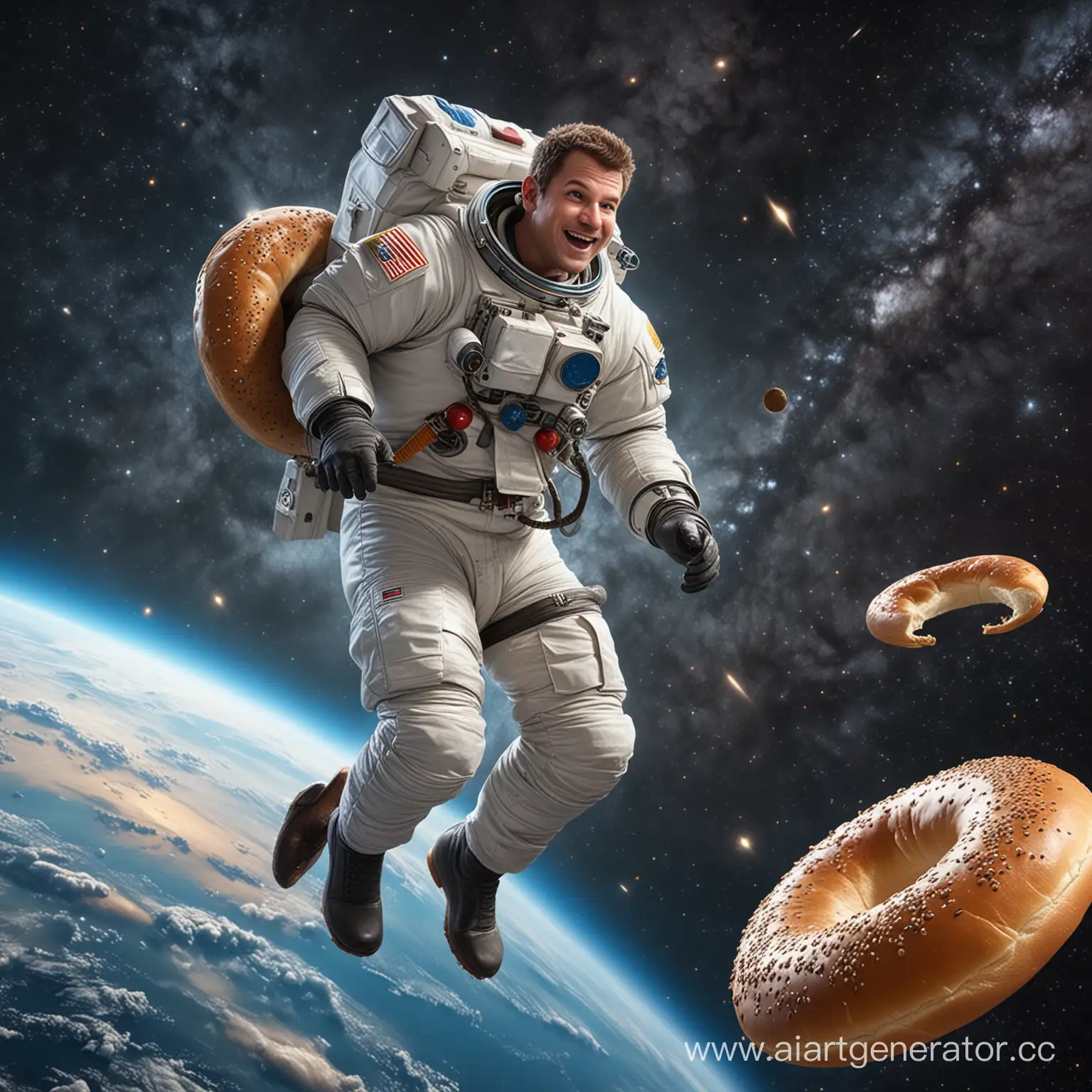 Bagel-man jump in space realistic