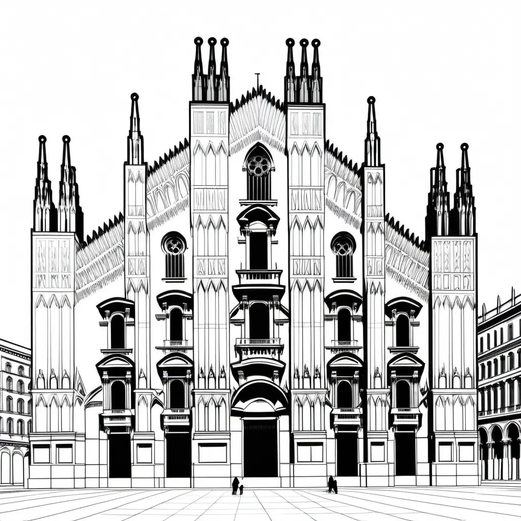 Printable Milan Cathedral Coloring Page for Kids Creative Architecture Activity