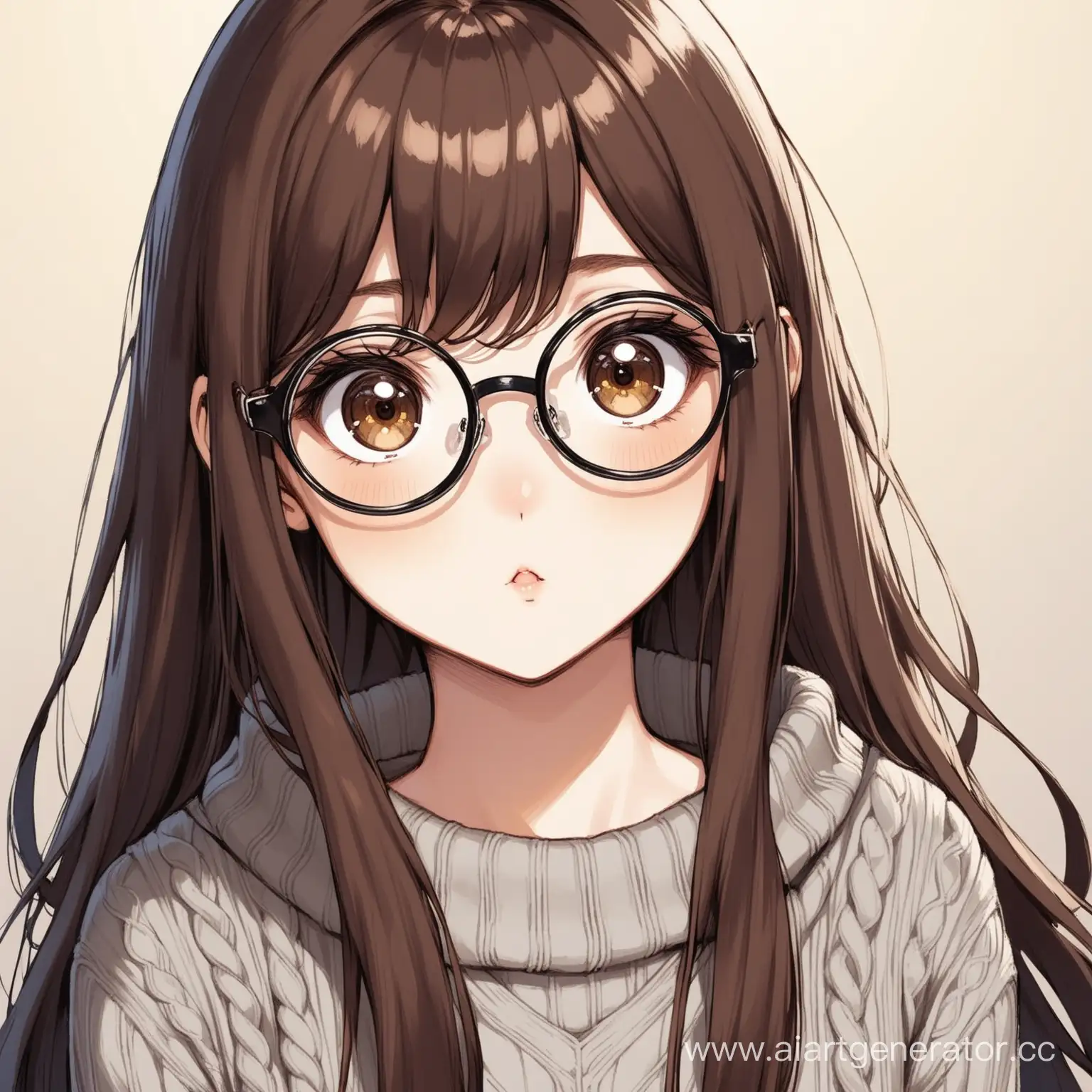 Portrait-of-a-Girl-with-ChocolateColored-Hair-and-Glasses