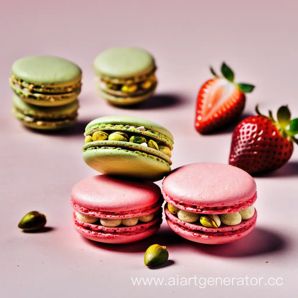 Colorful-Macarons-with-Pistachios-and-Strawberry-Delights