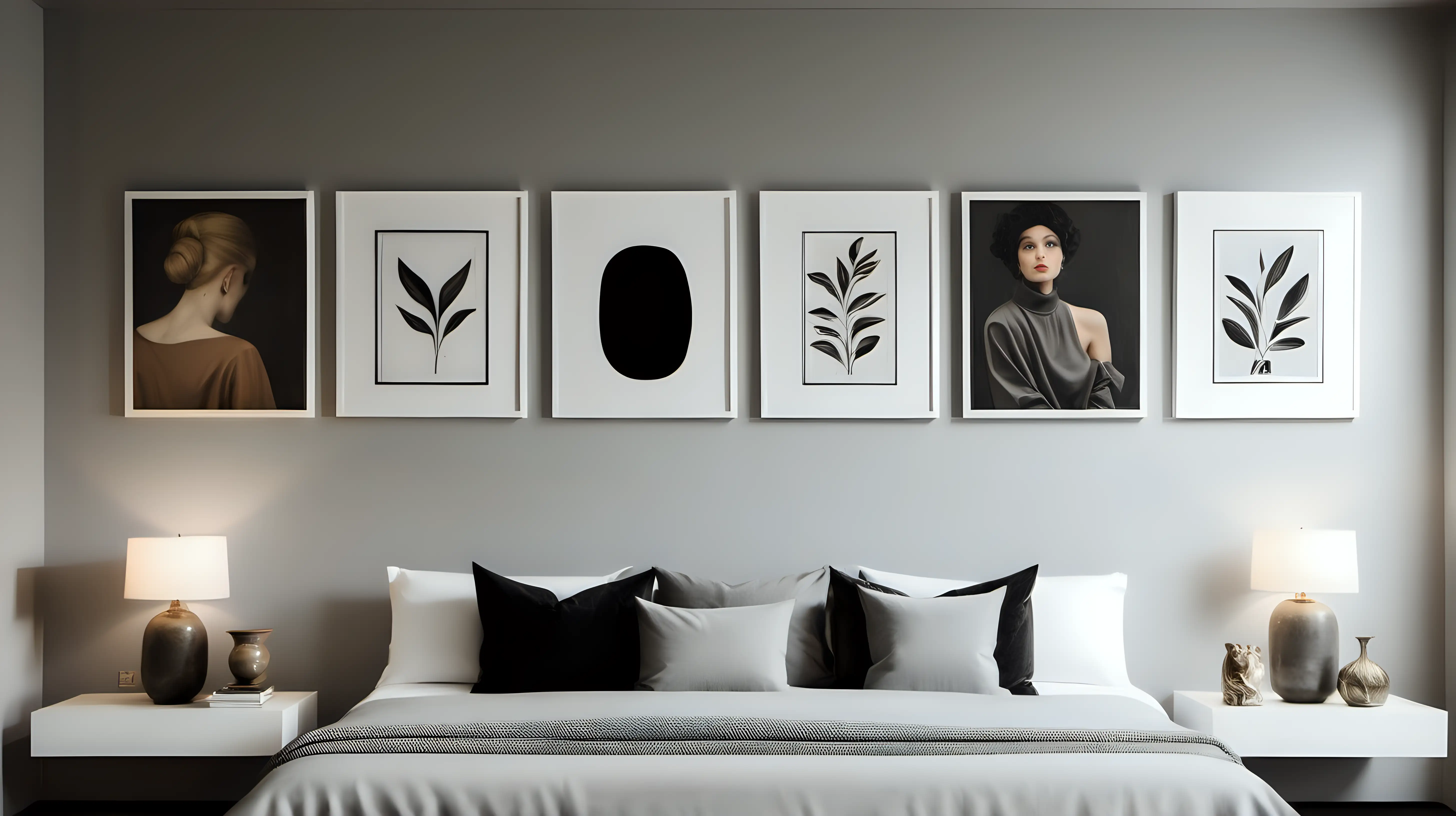Elegantly Designed Room with Five Artful Paintings