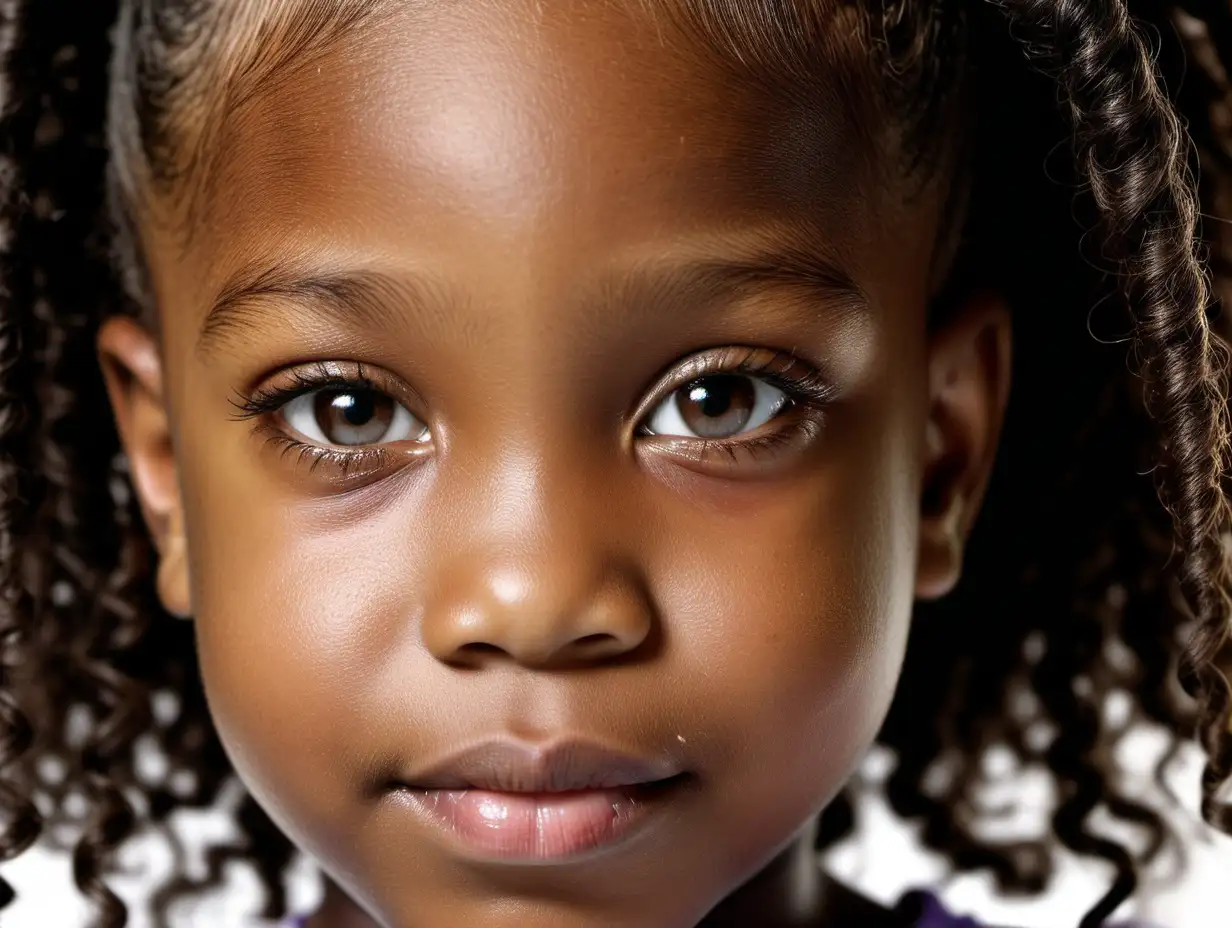 Ebony Skinned AfricanAmerican Girl Portrait with Medium Coily Hair