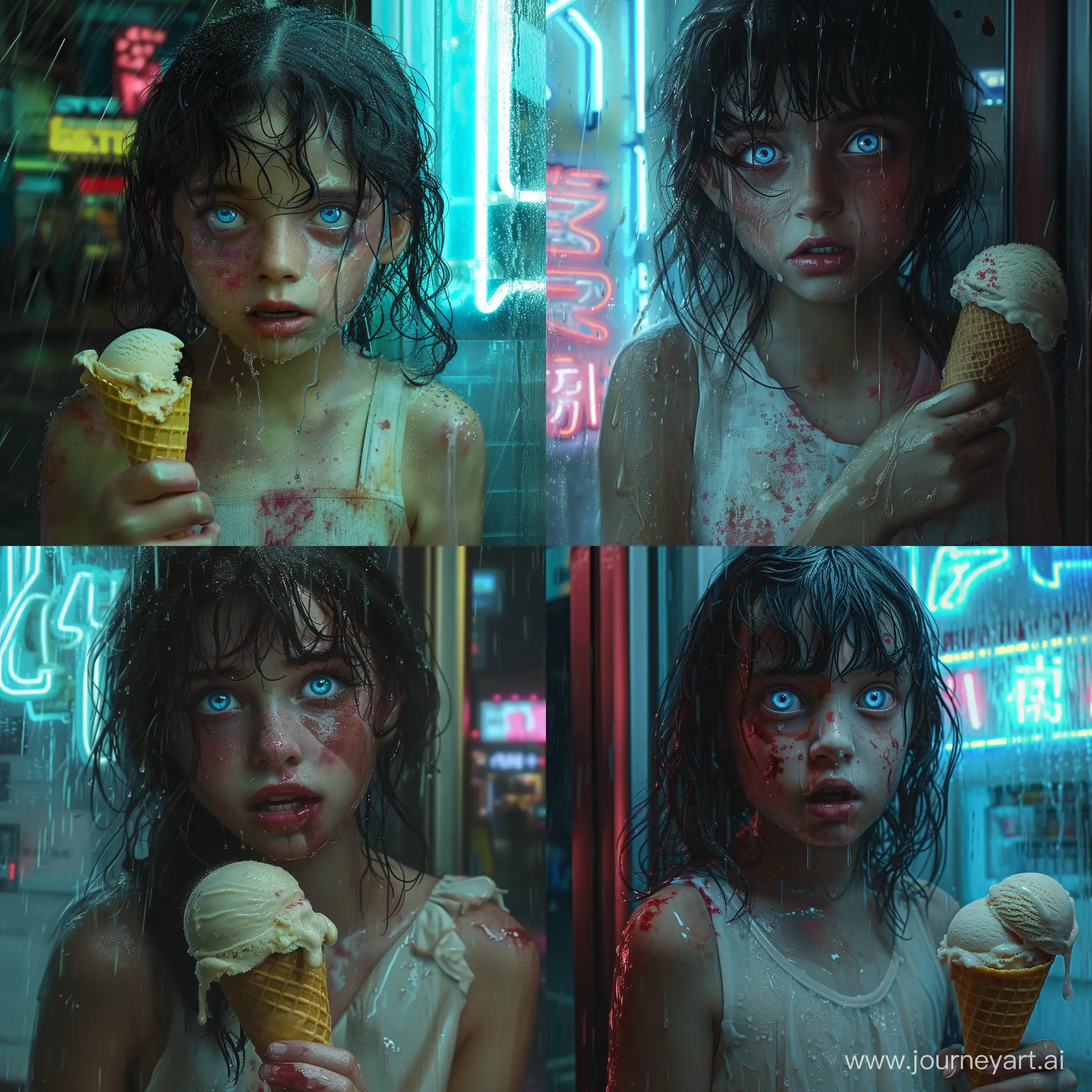 Startling-Night-Scene-Distressed-Girl-with-Fallen-Ice-Cream