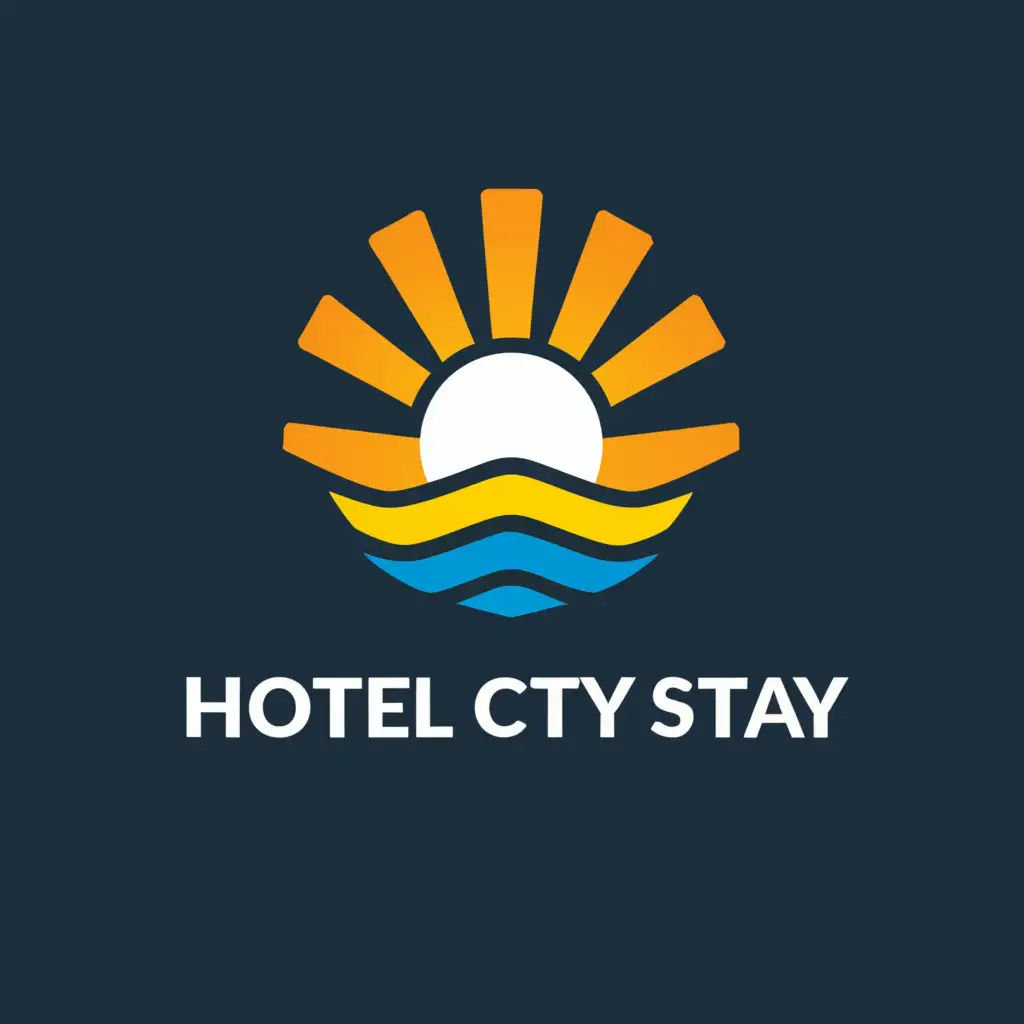 a logo design,with the text "Hotel City Stay", main symbol:Rising sun river birds flying,Moderate,be used in Travel industry,clear background