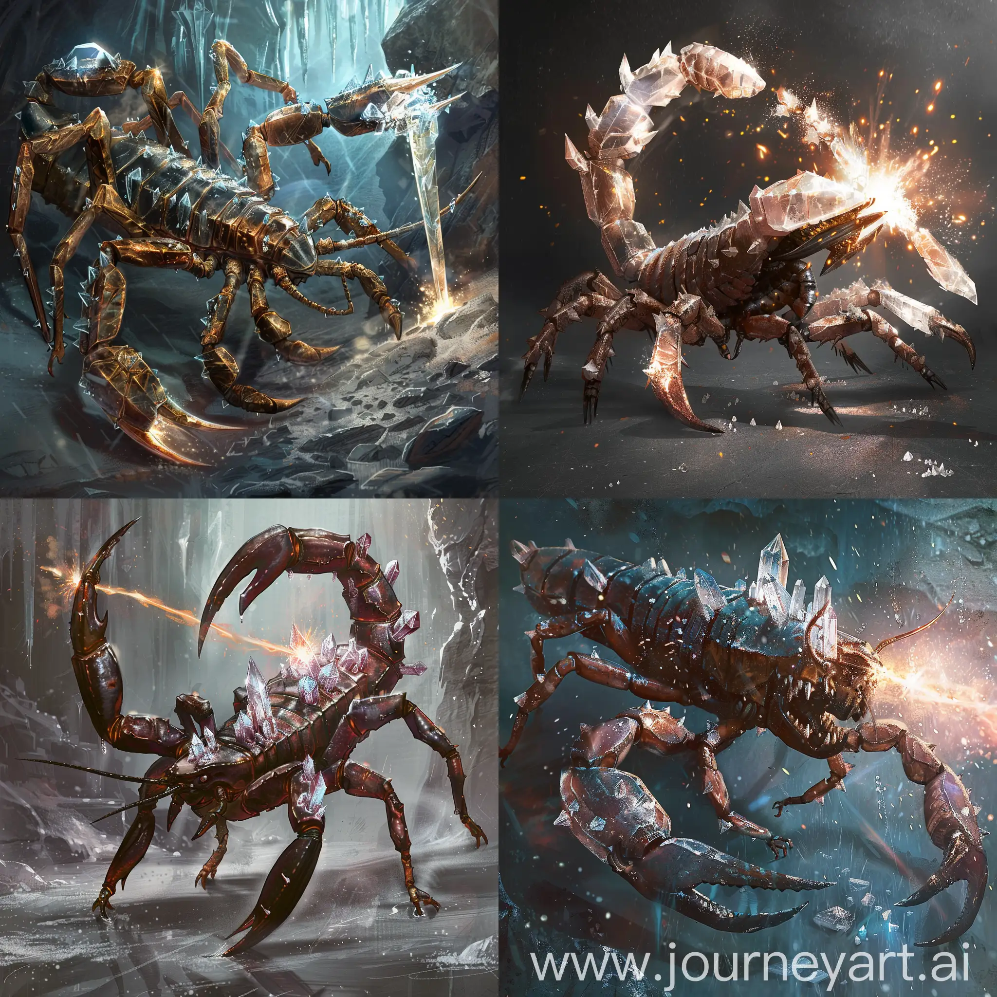 Кристаллические скорпионы - огромные скорпионы, покрытые острыми кристаллами, способные стрелять ими в своих противников.
