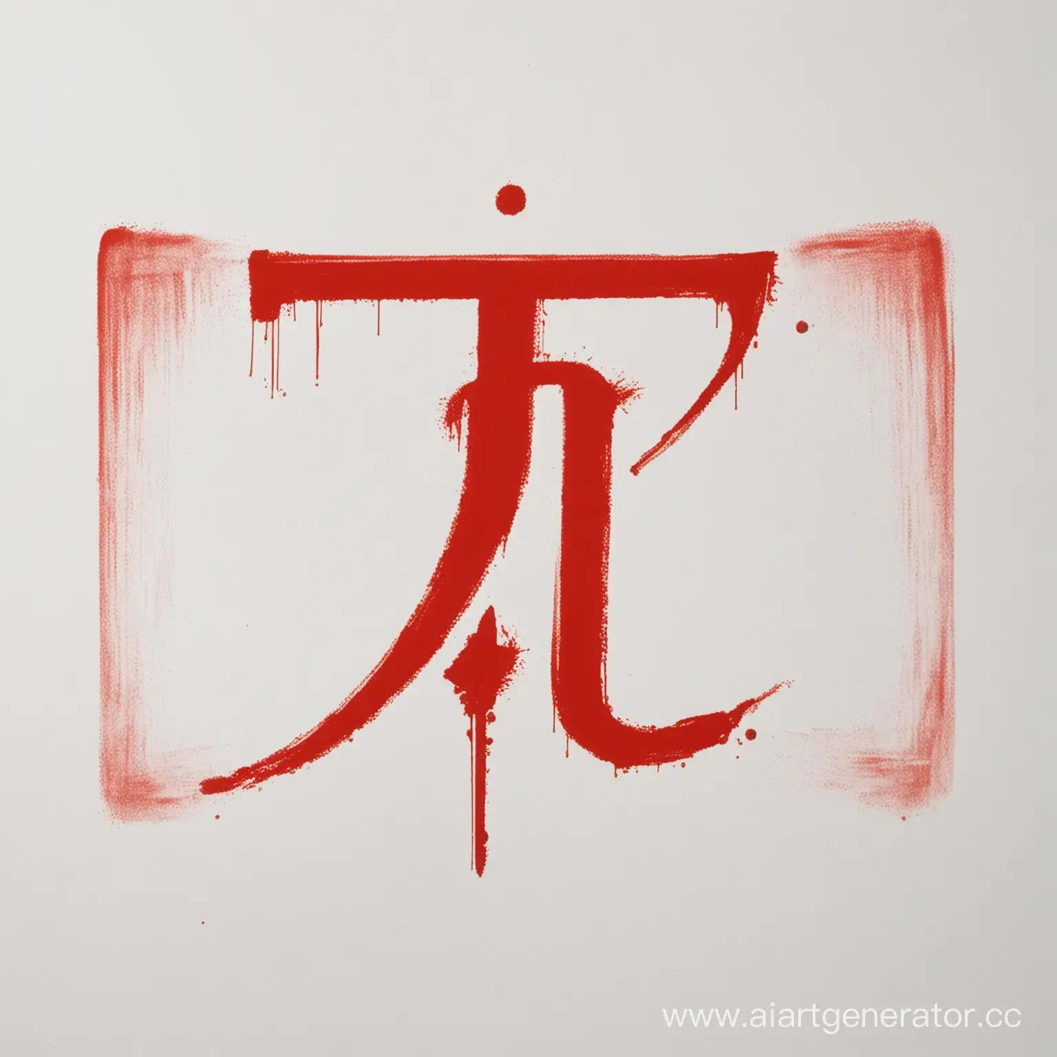 Символ レネゲード написанный красным краской на белом фоне.