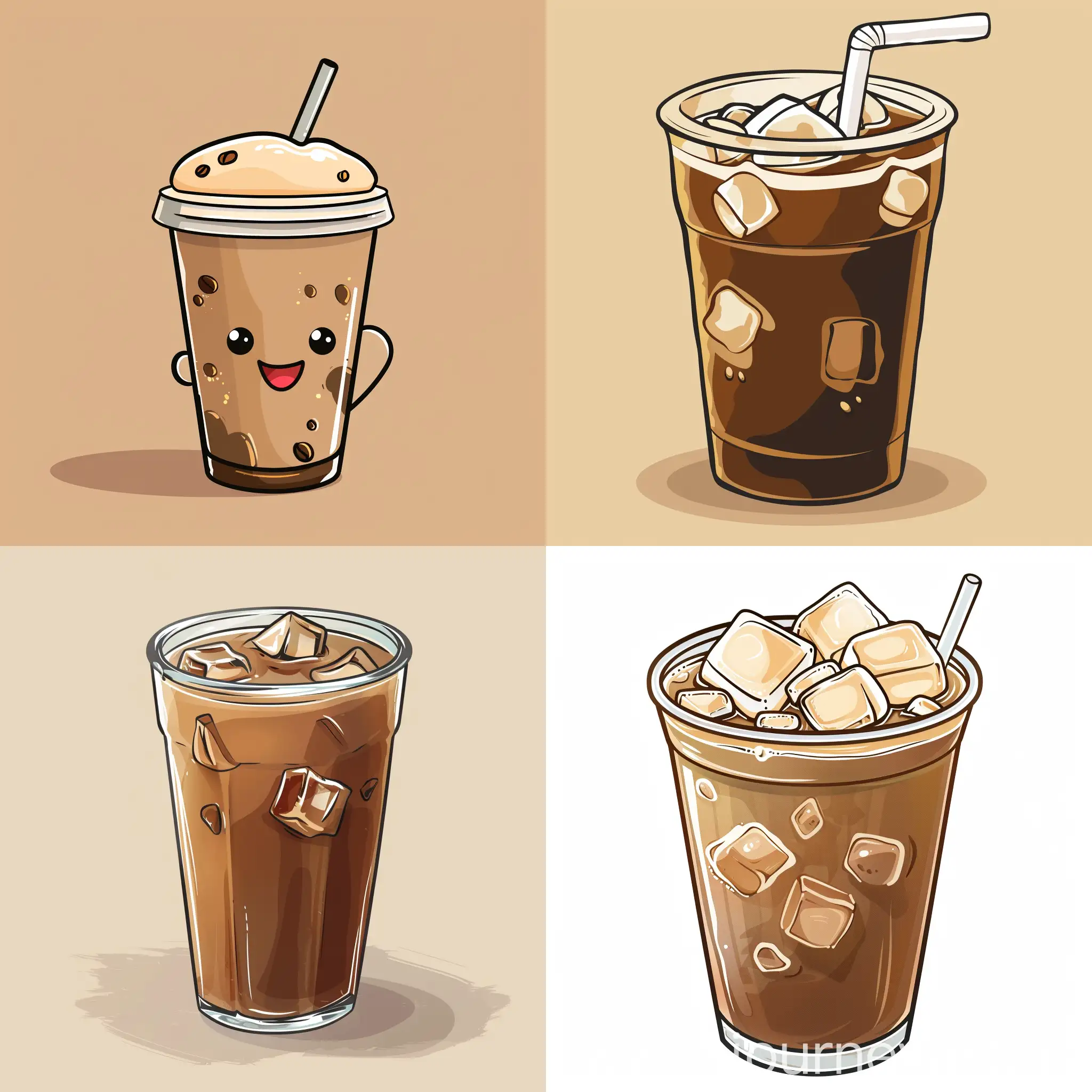 Whimsical-Iced-Coffee-Cartoon-with-Vibrant-Colors