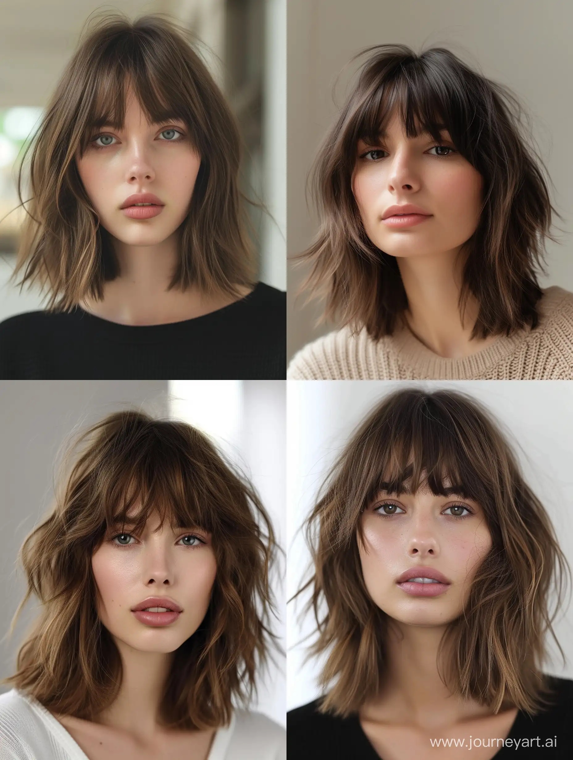 trendy spring women’s shoulder length haircut with bangs 2024