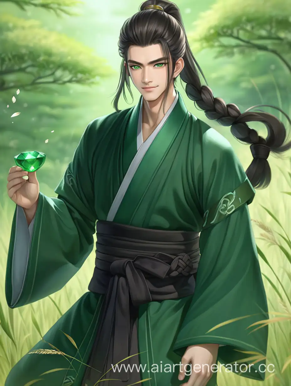 Charming-Young-Man-with-Emerald-Eyes-Holding-Grass