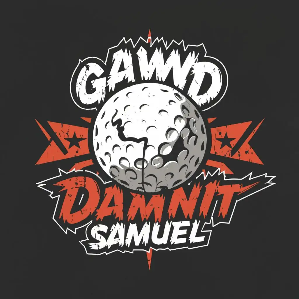 logo, Bad Golf shot, with the text "Gawd Damnit Samuel", typography