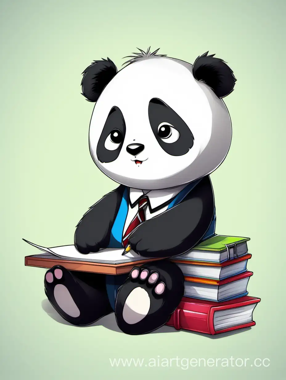 Adorable-Schoolboy-Panda-Engaged-in-Playful-Learning
