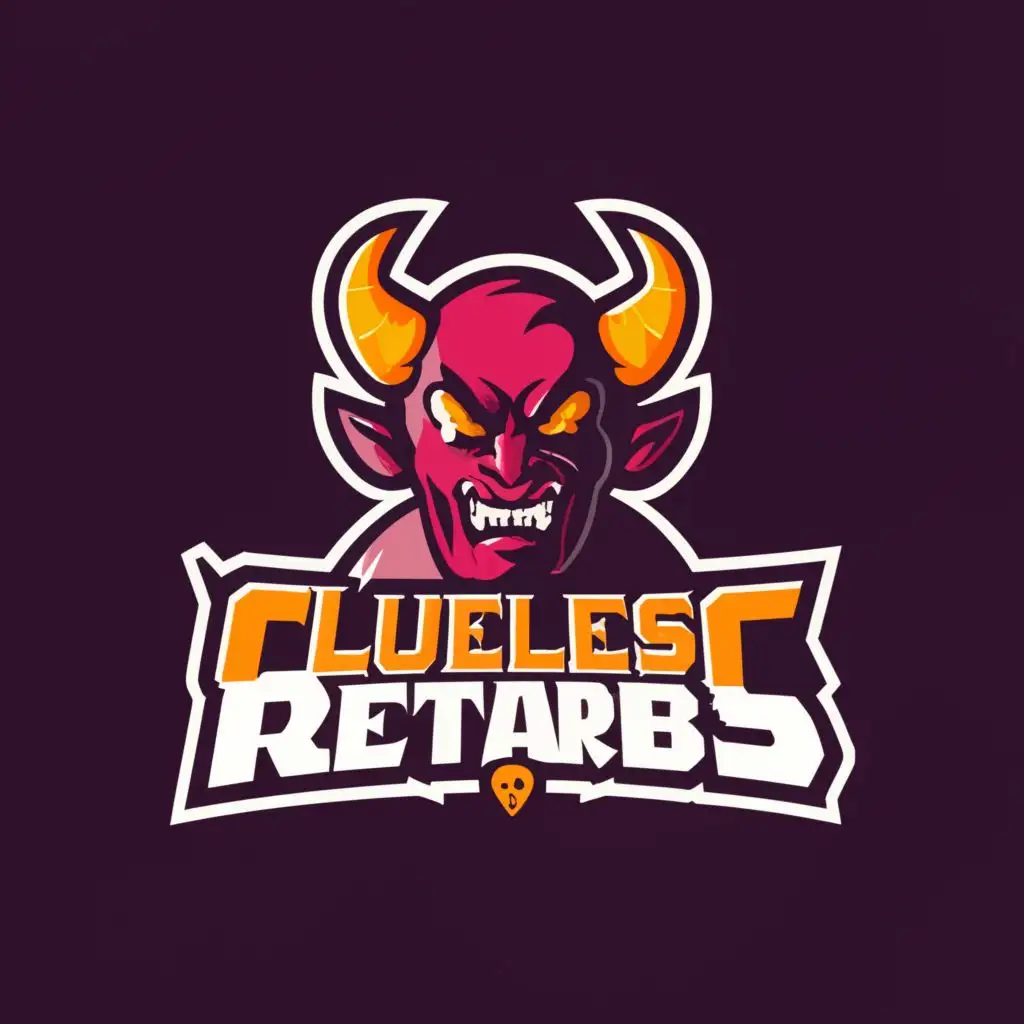 a logo design,with the text "Clueless Retarbs", main symbol:Devil Gaming Theme Questionmark,complex,be used in Entertainment industry,clear background